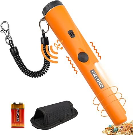 Metal Detector Pinpointer, Professional Waterproof Handheld Pin Pointer Wand, Search Treasure Pinpointing Finder Probe with 9V Battery and LED for Adults, Kids - Orange