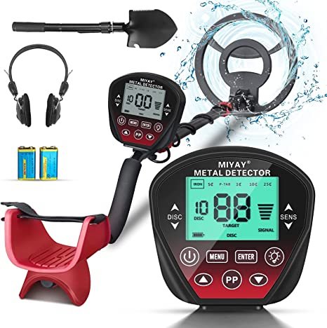 Professional Metal Detector for Adults Waterproof, Gold Metales Detectors Lightweight with LCD Display, Pinpoint & Disc & Notch & All Metal 5 Modes, Set of Metal Detector, Battery Included
